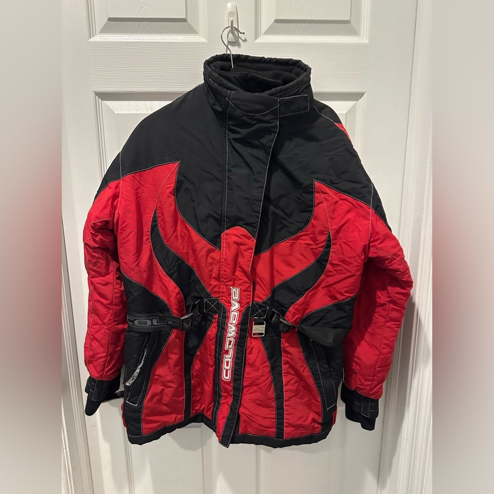 Vintage Coldwave Snowmobile Jacket Women’s Large Red Black 90s Y2K Ski Coat Retr